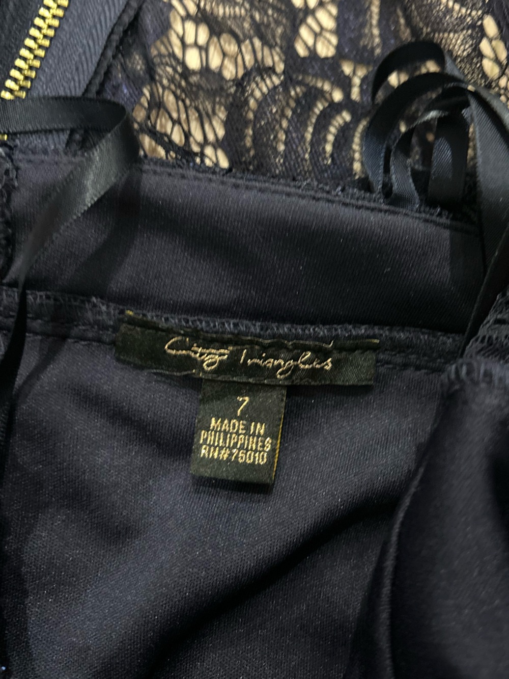 Betsey Johnson Navy Lace Midi Dress with Sparkle Accents - Picture 6 of 6